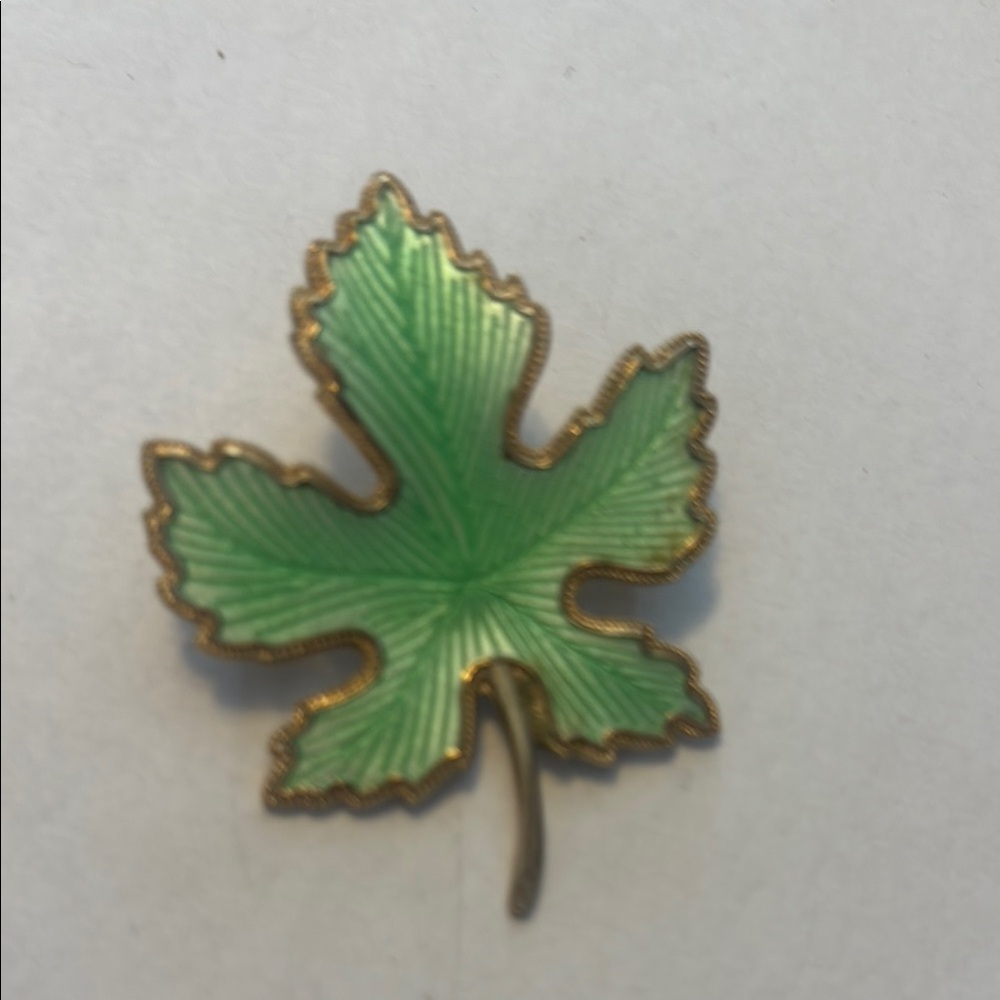Green and Gold Maple Leaf Brooch